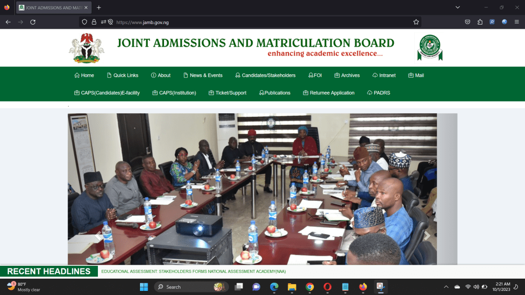official website of JAMB jamb.gov.ng.